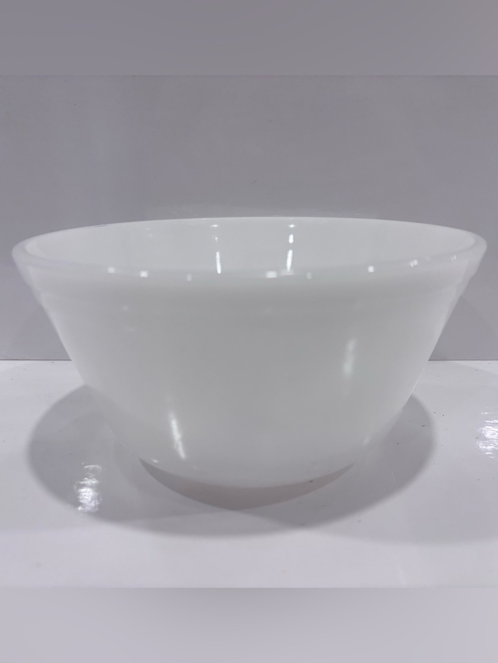 Vintage White Milk Glass Mixing Bowl 9 Inch Fire-King Style Kitchen Serving Bowl